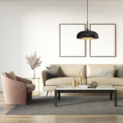 Chandelier on a string LINCOLN 1xE27/60W/230V d. 35 cm black
