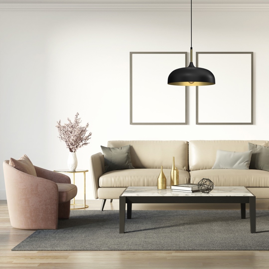 Chandelier on a string LINCOLN 1xE27/60W/230V d. 35 cm black