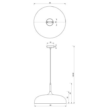 Chandelier on a string LINCOLN 1xE27/60W/230V d. 35 cm black
