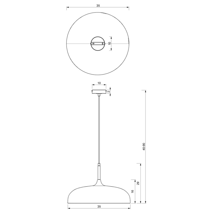 Chandelier on a string LINCOLN 1xE27/60W/230V d. 35 cm black