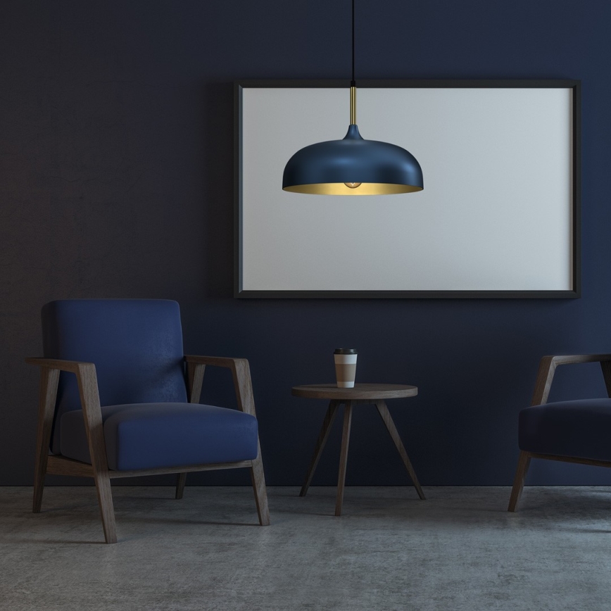 Chandelier on a string LINCOLN 1xE27/60W/230V d. 35 cm blue