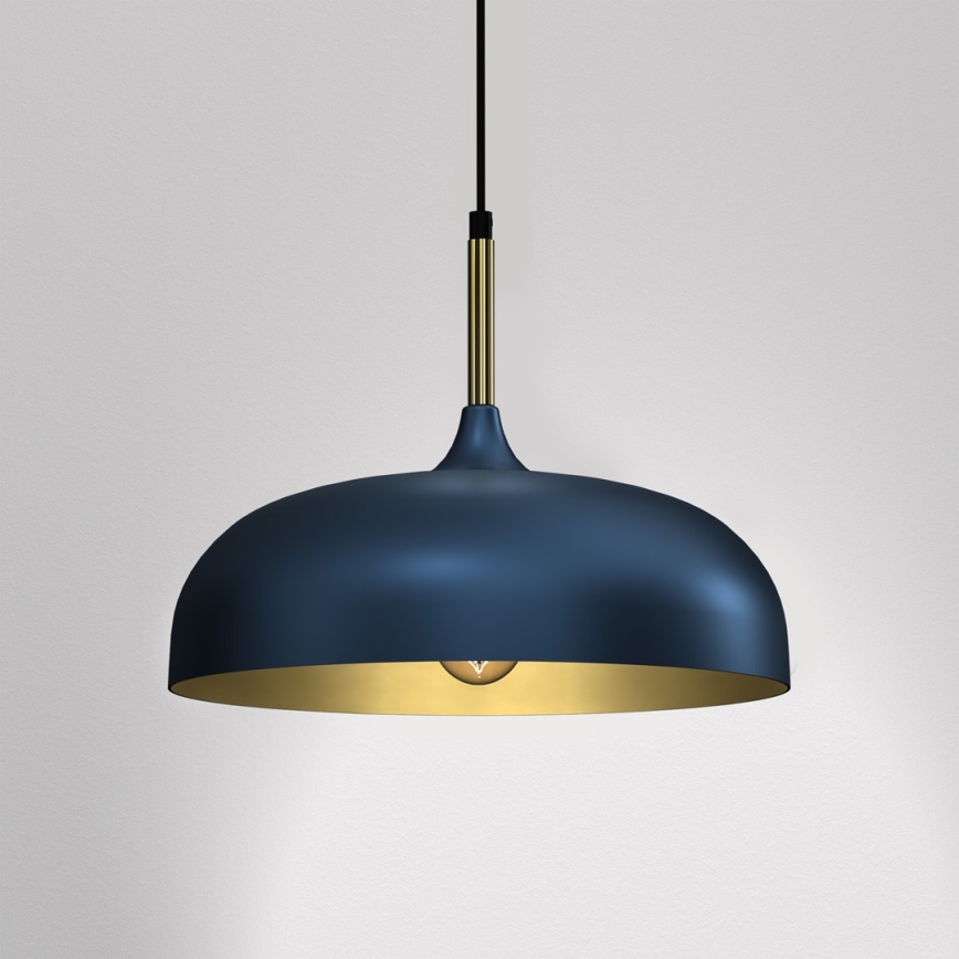 Chandelier on a string LINCOLN 1xE27/60W/230V d. 35 cm blue
