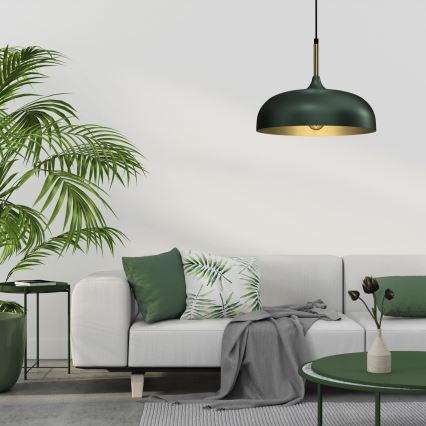 Chandelier on a string LINCOLN 1xE27/60W/230V d. 35 cm green