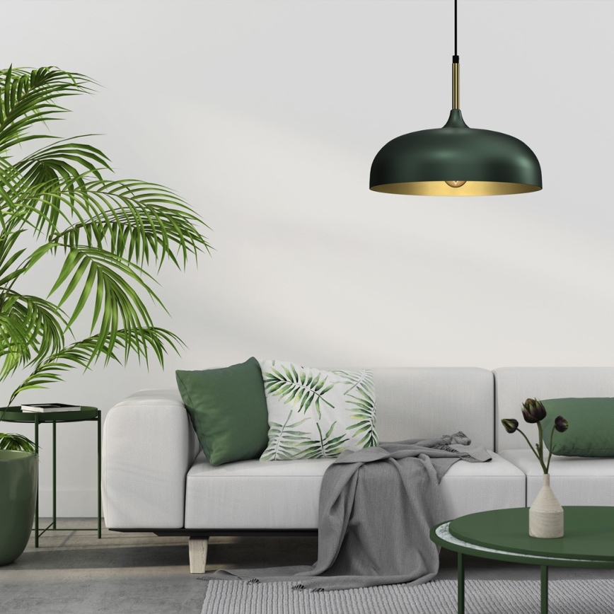 Chandelier on a string LINCOLN 1xE27/60W/230V d. 35 cm green