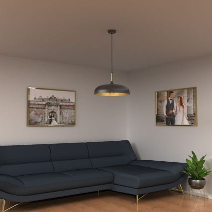 Chandelier on a string LINCOLN 1xE27/60W/230V d. 45 cm black