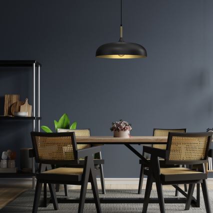 Chandelier on a string LINCOLN 1xE27/60W/230V d. 45 cm black
