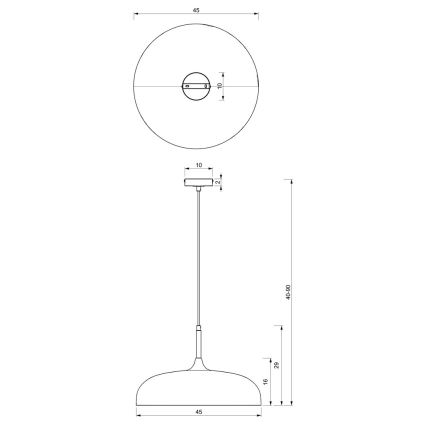 Chandelier on a string LINCOLN 1xE27/60W/230V d. 45 cm black