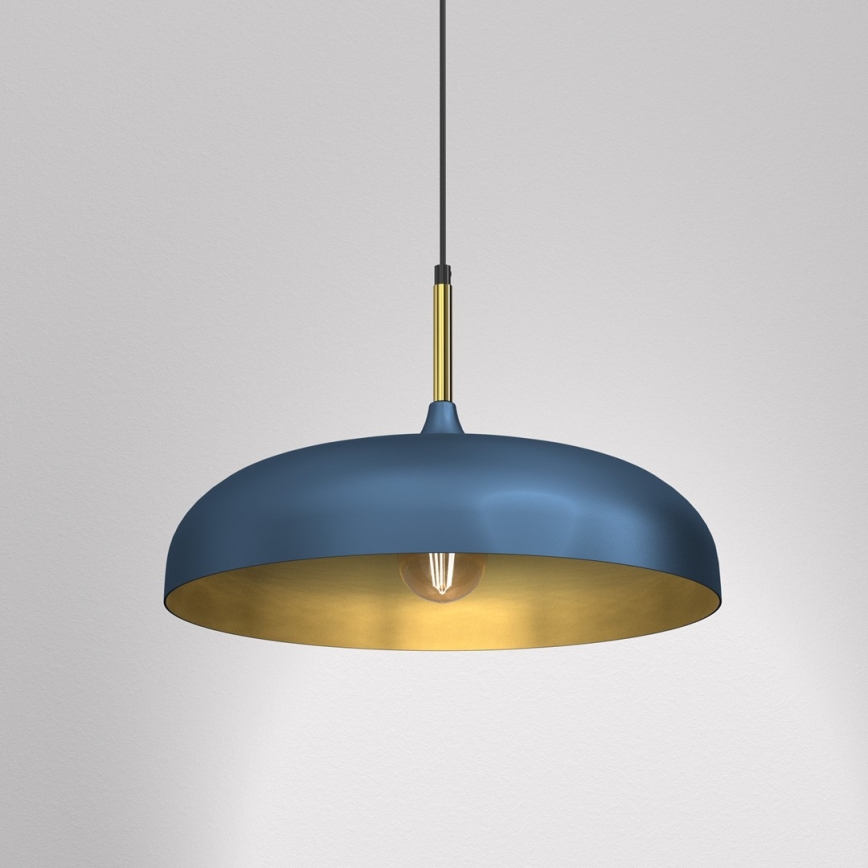 Chandelier on a string LINCOLN 1xE27/60W/230V d. 45 cm blue