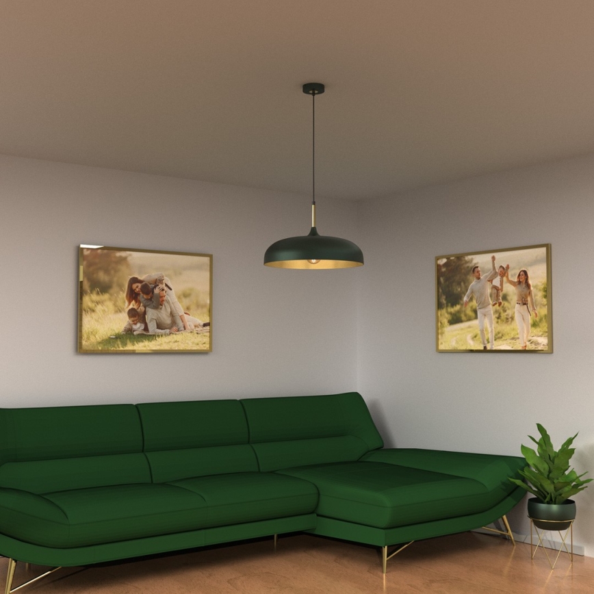 Chandelier on a string LINCOLN 1xE27/60W/230V d. 45 cm green