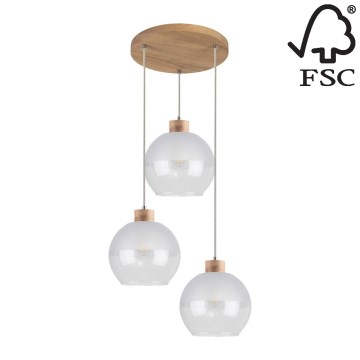 Chandelier on a string LINEA 3xE27/60W/230V oak - FSC certified