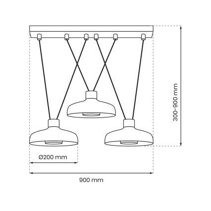 Chandelier on a string LINEA 3xGX53/12W/230V black