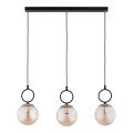 Chandelier on a string LISTER 3xE14/10W/230V black/smoky beige