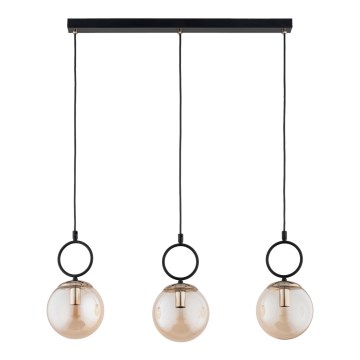 Chandelier on a string LISTER 3xE14/10W/230V black/smoky beige
