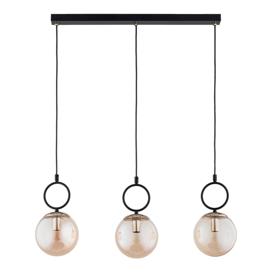 Chandelier on a string LISTER 3xE14/10W/230V black/smoky beige