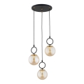 Chandelier on a string LISTER 3xE14/10W/230V black/smoky beige