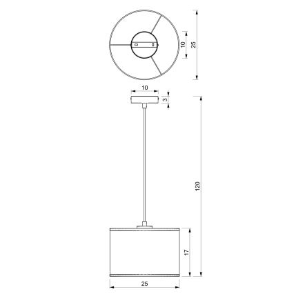 Chandelier on a string LOFT SHADE 1xE27/60W/230V d. 25 cm white/gold