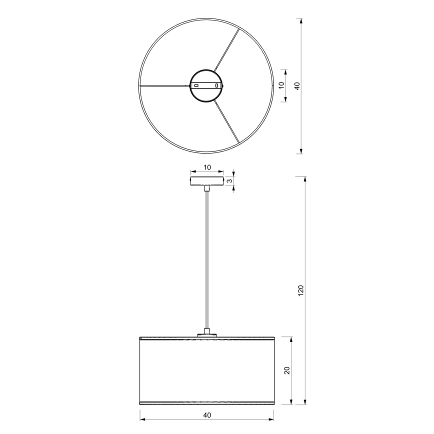 Chandelier on a string LOFT SHADE 1xE27/60W/230V d. 40 cm black