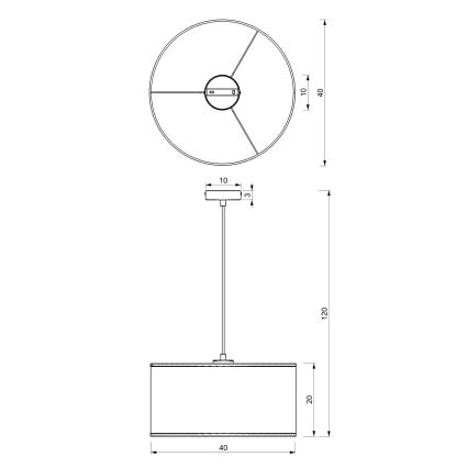Chandelier on a string LOFT SHADE 1xE27/60W/230V d. 40 cm white/gold