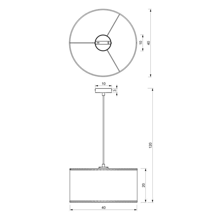 Chandelier on a string LOFT SHADE 1xE27/60W/230V d. 40 cm white/gold