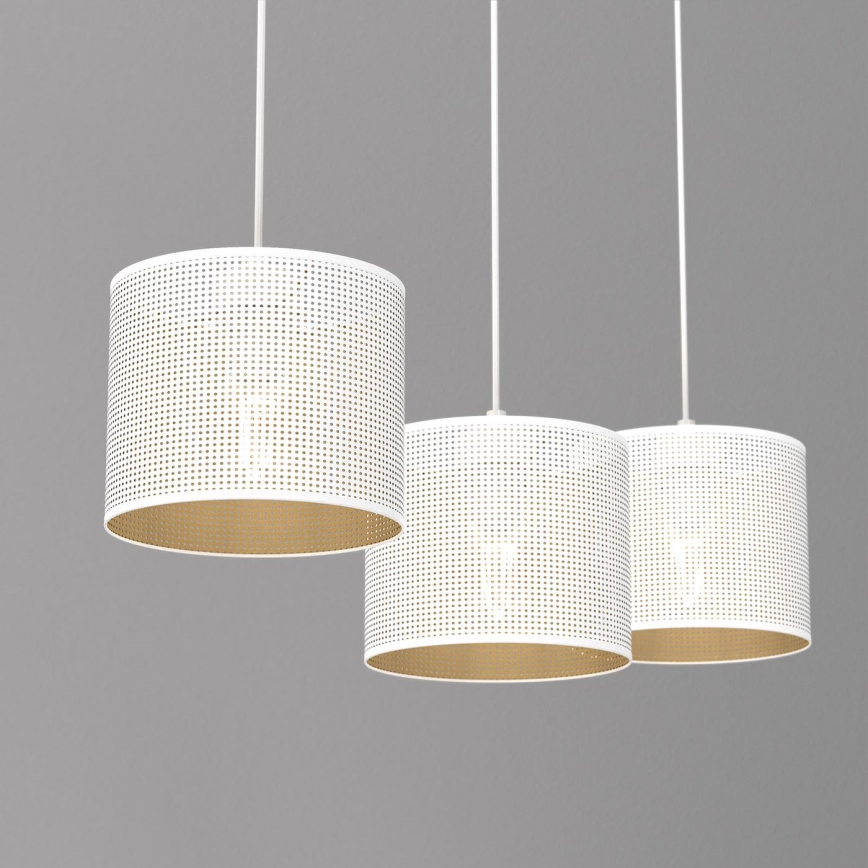 Chandelier on a string LOFT SHADE 3xE27/60W/230V white/gold