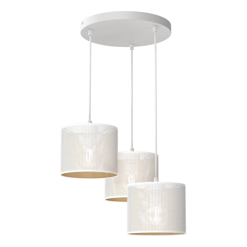 Chandelier on a string LOFT SHADE 3xE27/60W/230V white/gold