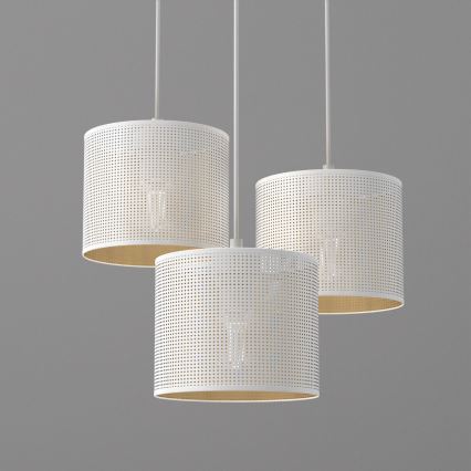 Chandelier on a string LOFT SHADE 3xE27/60W/230V white/gold