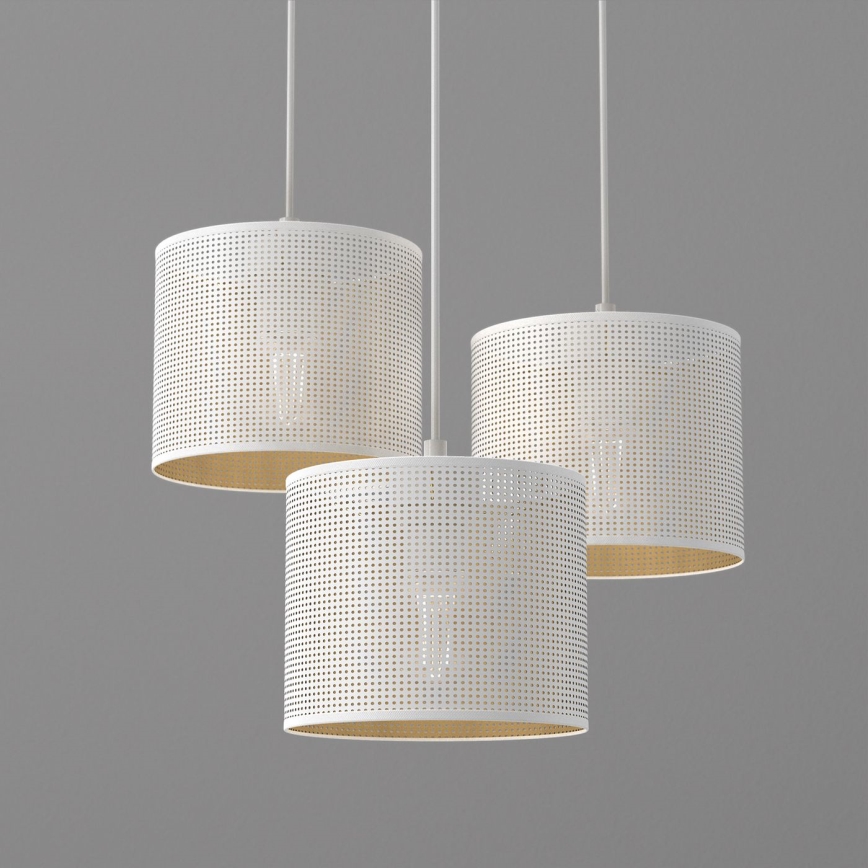 Chandelier on a string LOFT SHADE 3xE27/60W/230V white/gold