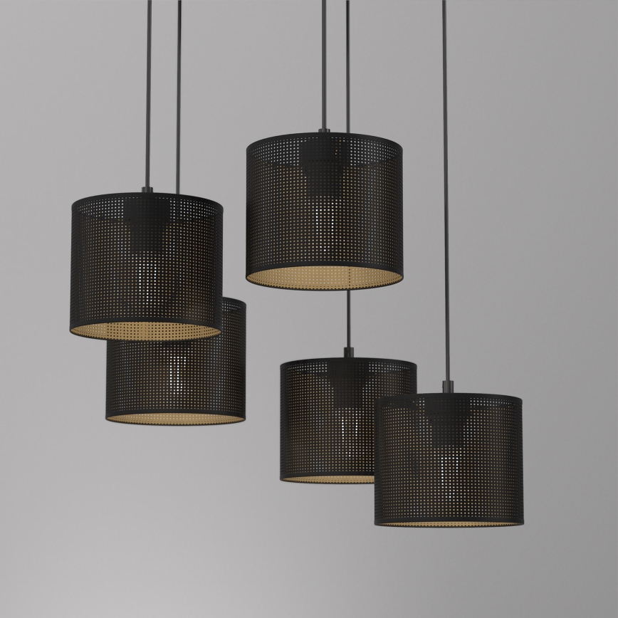 Chandelier on a string LOFT SHADE 5xE27/60W/230V black/gold