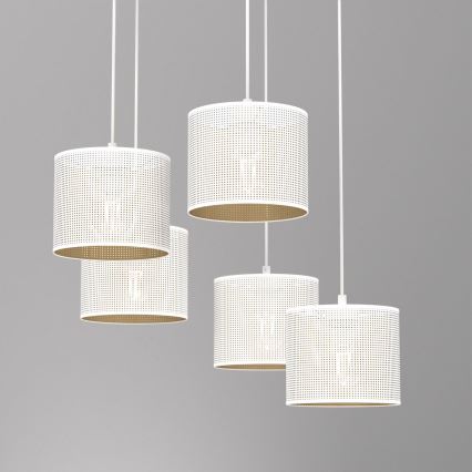 Chandelier on a string LOFT SHADE 5xE27/60W/230V white/gold