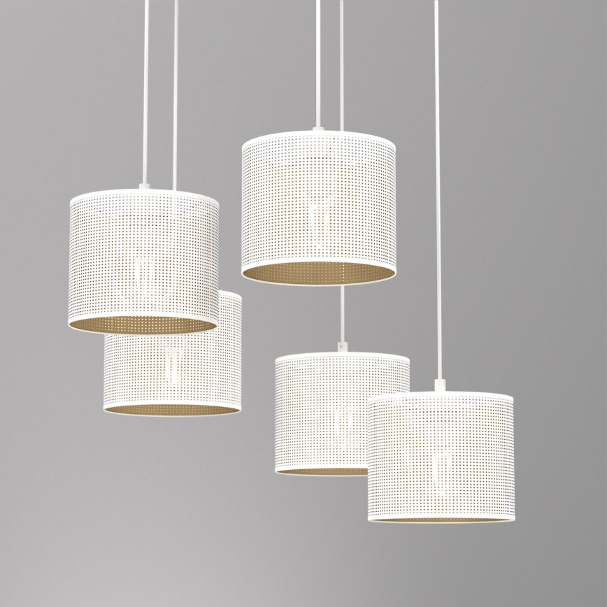 Chandelier on a string LOFT SHADE 5xE27/60W/230V white/gold
