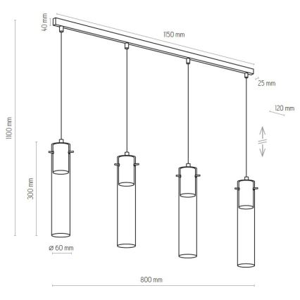 Chandelier on a string LOOK GRAPHITE 4xGU10/10W/230V