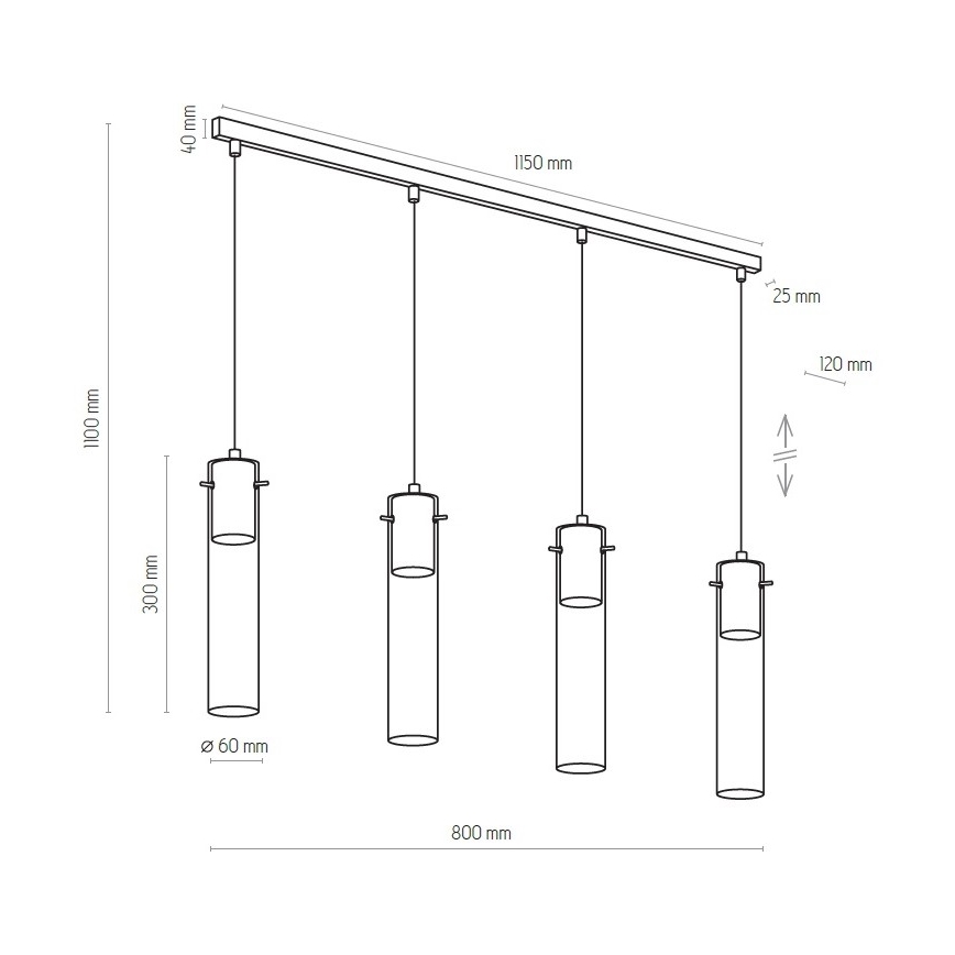 Chandelier on a string LOOK GRAPHITE 4xGU10/10W/230V