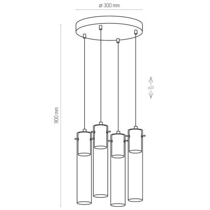 Chandelier on a string LOOK GRAPHITE 4xGU10/50W/230V