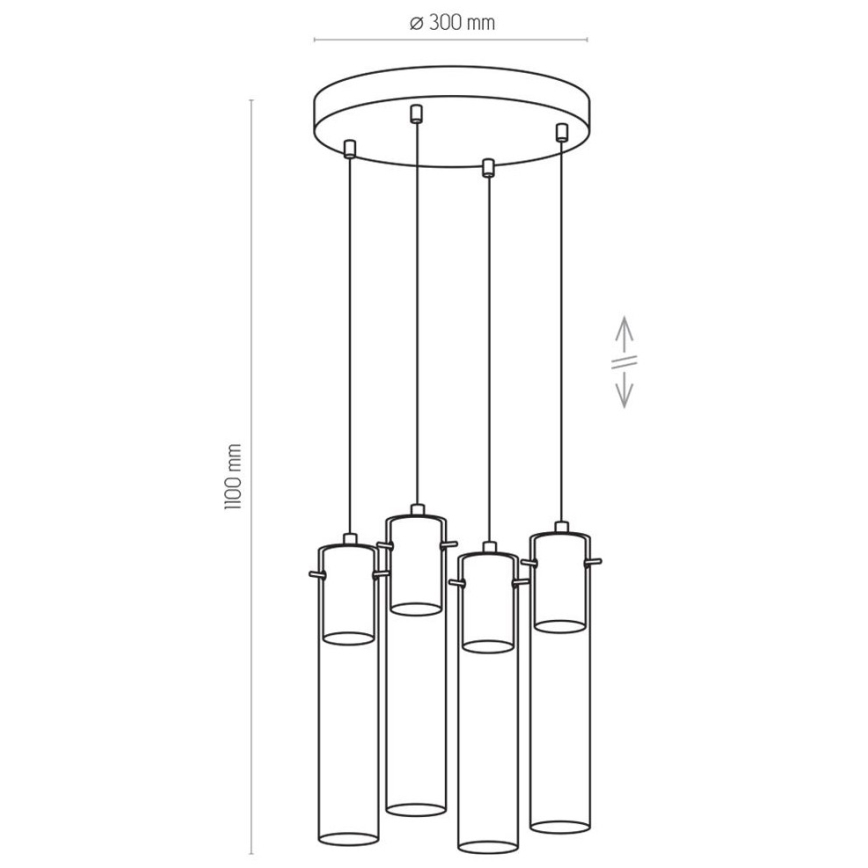 Chandelier on a string LOOK GRAPHITE 4xGU10/50W/230V