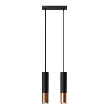 Chandelier on a string LOOPEZ 2xGU10/10W/230V black/copper