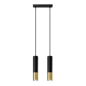 Chandelier on a string LOOPEZ 2xGU10/10W/230V black/gold