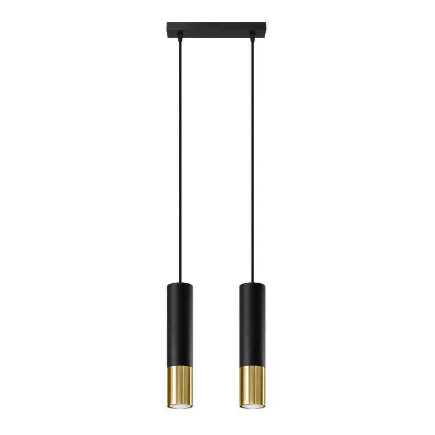 Chandelier on a string LOOPEZ 2xGU10/10W/230V black/gold