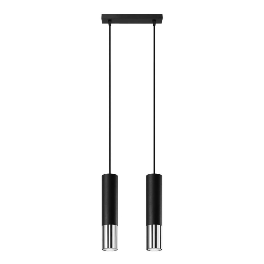 Chandelier on a string LOOPEZ 2xGU10/10W/230V black/shiny chrome