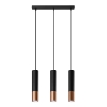 Chandelier on a string LOOPEZ 3xGU10/10W/230V black/copper
