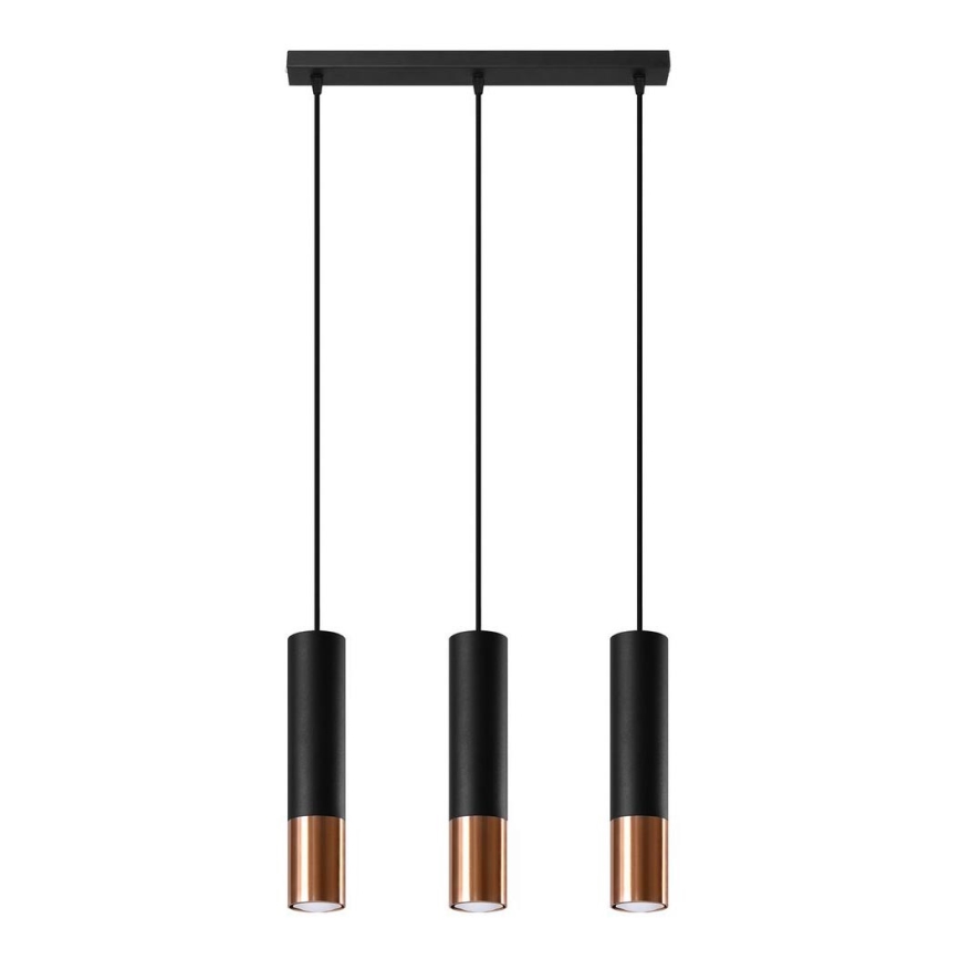 Chandelier on a string LOOPEZ 3xGU10/10W/230V black/copper