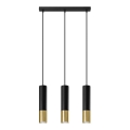 Chandelier on a string LOOPEZ 3xGU10/10W/230V black/gold