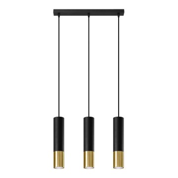 Chandelier on a string LOOPEZ 3xGU10/10W/230V black/gold