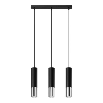 Chandelier on a string LOOPEZ 3xGU10/10W/230V black/shiny chrome