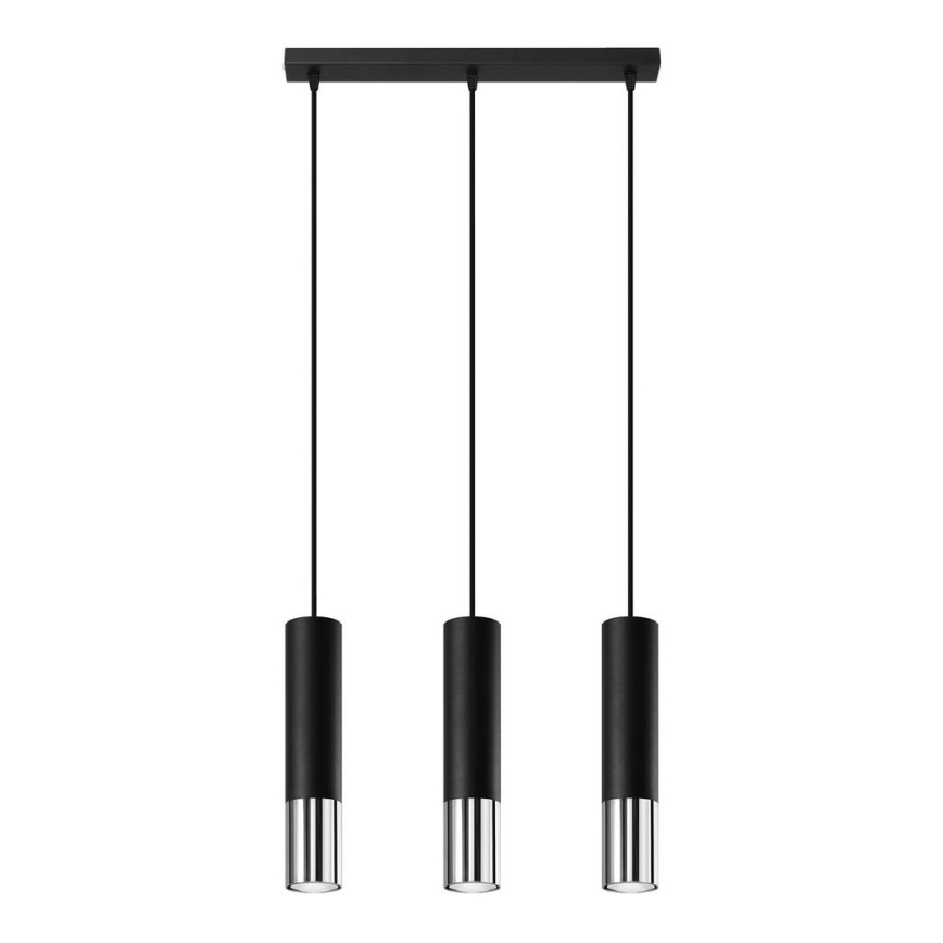 Chandelier on a string LOOPEZ 3xGU10/10W/230V black/shiny chrome