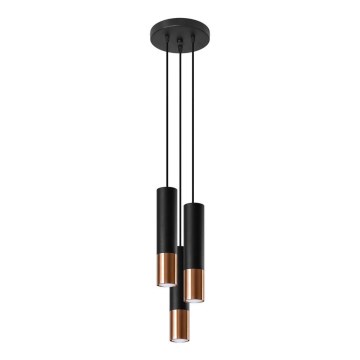 Chandelier on a string LOOPEZ 3xGU10/10W/230V round black/copper