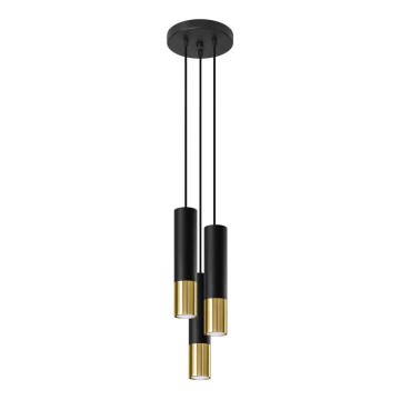 Chandelier on a string LOOPEZ 3xGU10/10W/230V round black/gold