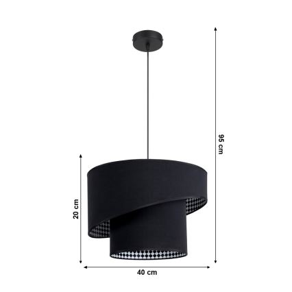 Chandelier on a string LORI 1×E27/60W/230V Black