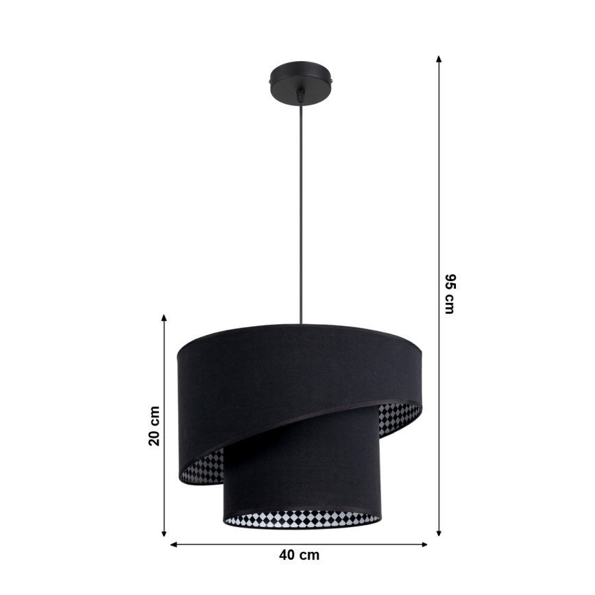 Chandelier on a string LORI 1×E27/60W/230V Black