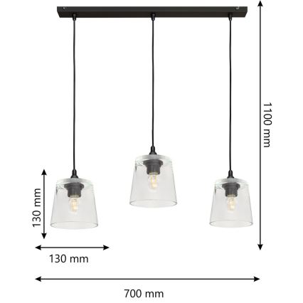 Chandelier on a string LUCEA 3xE27/15W/230V