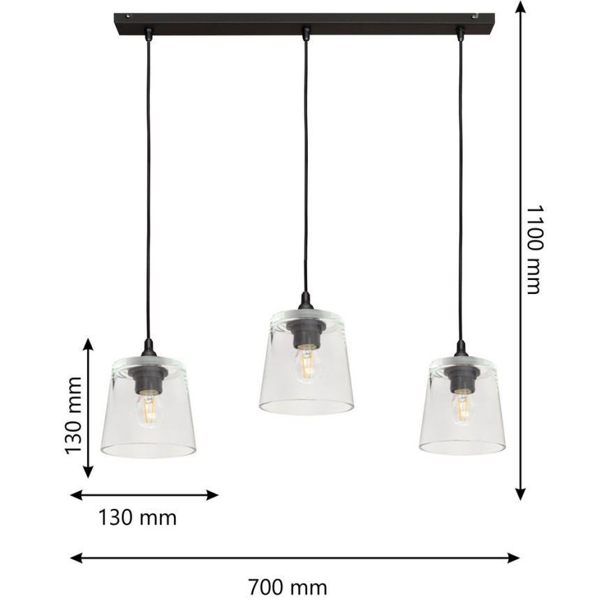 Chandelier on a string LUCEA 3xE27/15W/230V